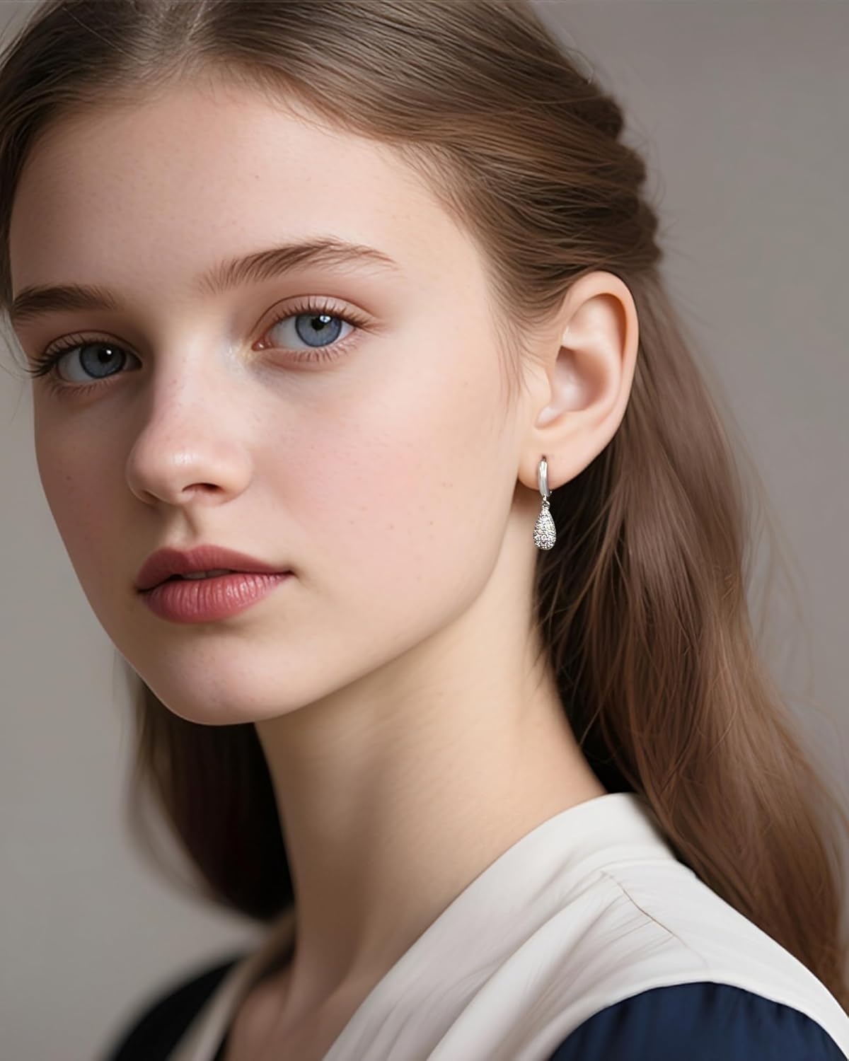 Trendy Silver Teardrop Huggie Small Hoop Earrings with Hypoallergenic Cubic Zirconia | Dainty Drop Dangle Earrings for Women | Sparkle Gift for Weddings, Sensitive Ears - Image 3