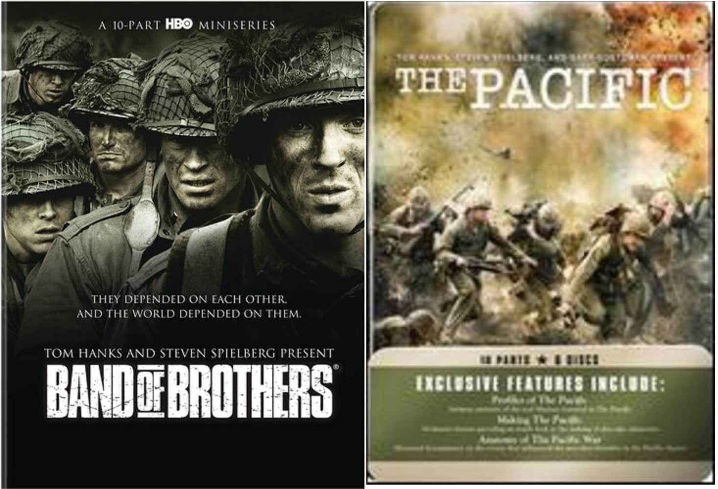 World War II DVD Double Feature Band of Brothers & The Pacific 20 Episodes Includes 2 World War 2 Art Cards