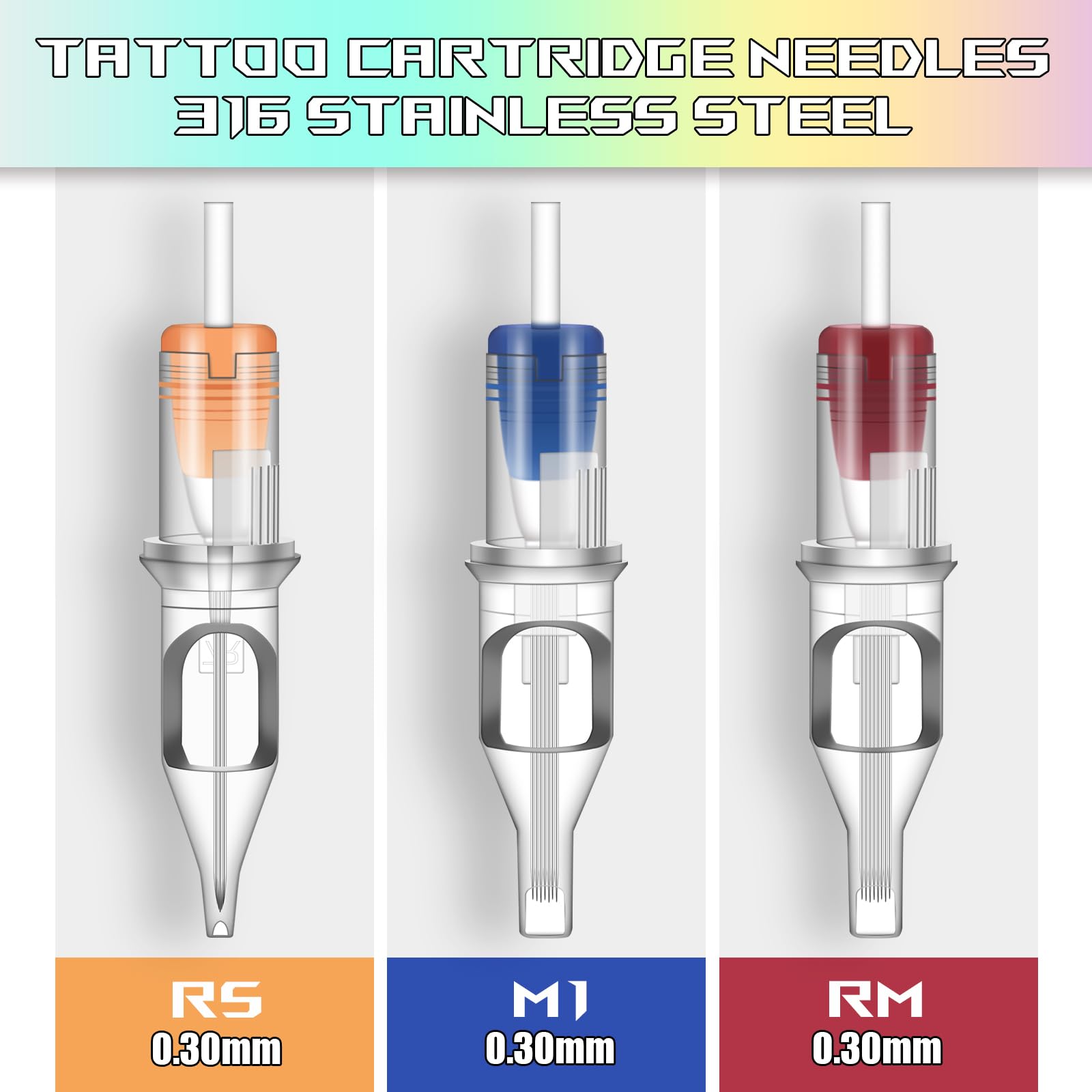 ATOMUS 50pcs Tattoo Cartridge Needles 5pcs 1005RS 7RS 9S 7M1 9M1 11M1 7RM 9RM 11RM 15RM Silicone Cover Tattoo Needles for Tattoo Gun Pen Shader Pattern for Pen Rotary Machine Tattoo Supplies - Image 3