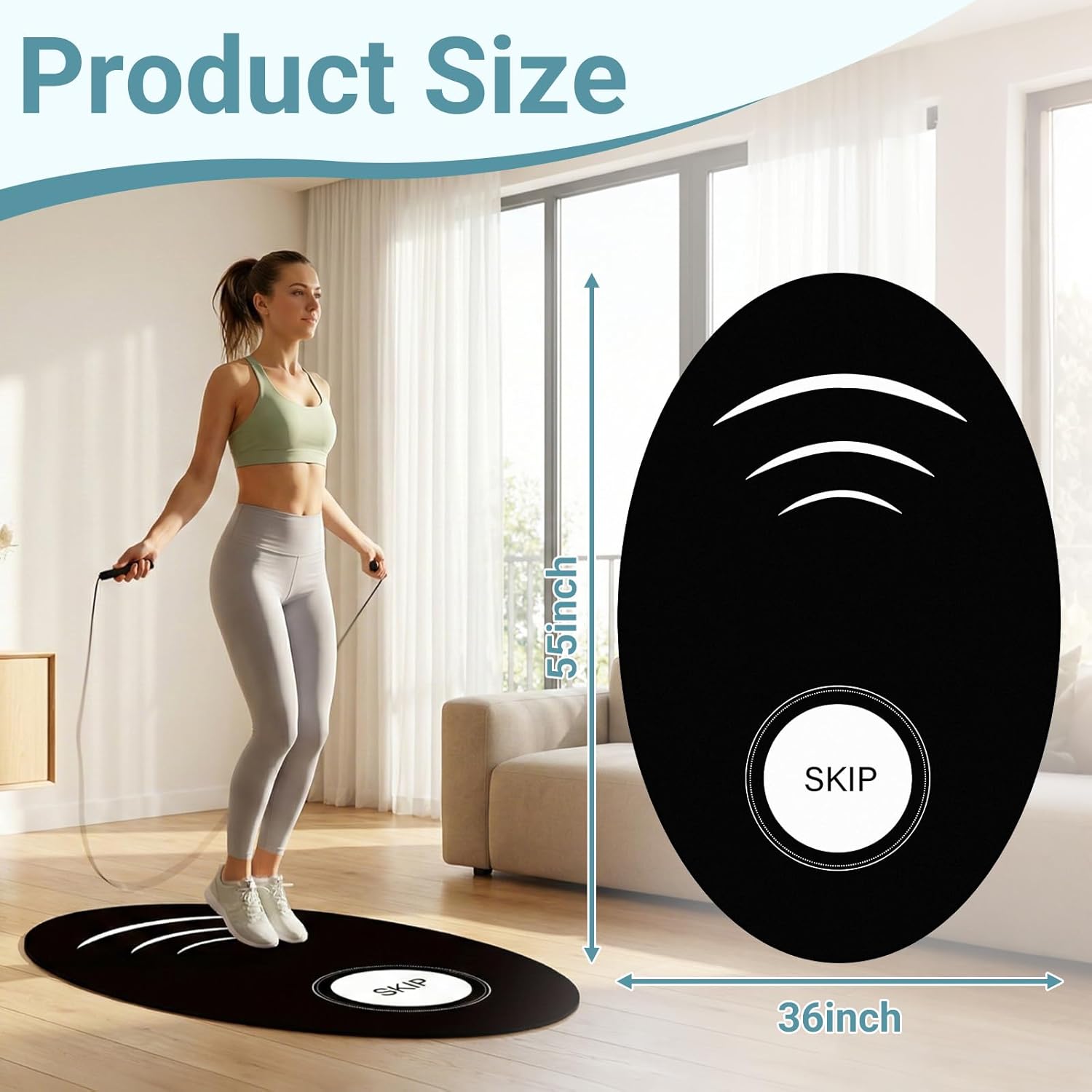 35.4 x 55.1 inch High-Density Rubber Exercise Mat, Non-Slip and Shock-Absorbing, Suitable for Indoor and Outdoor Home Gym Workouts.