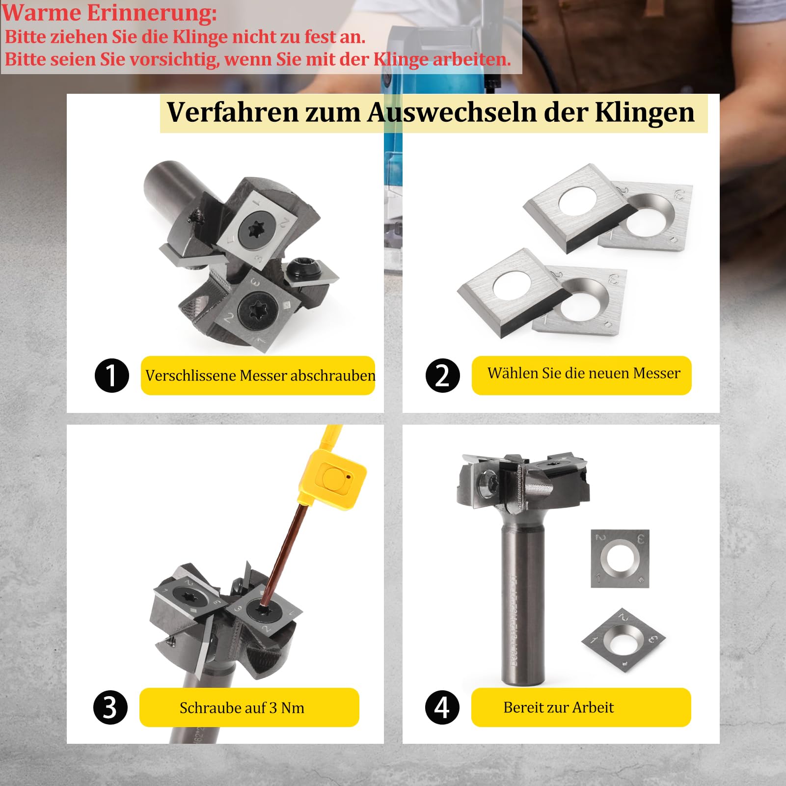Wendeplatten Wendemesser 10 Stück Ersatzklingen(14x14X2mm, 30°) für Drehmeißel Planfräser Oberfräse, Vierkant Hartmetalleinsätze (HW) 4-seitig Wendeschneidplatten für Holz Drechselwerkzeug