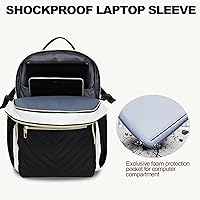 Vista 5 de VANKEAN Mochila para laptop para mujer, Beige-Negro, 15,6 pulg., Mochila para laptop
