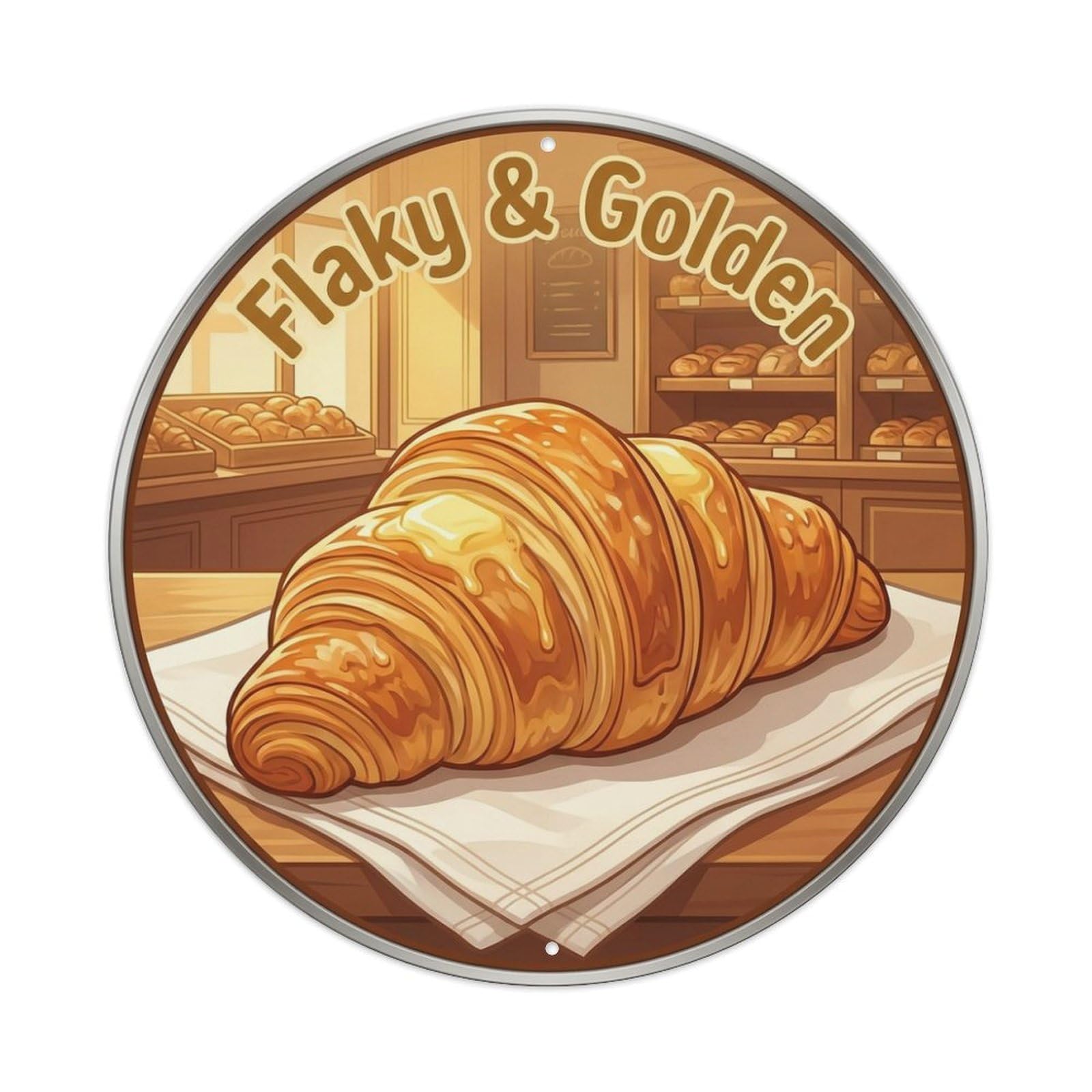 Metal Tin Sign Croissant Butter Gourmet Food