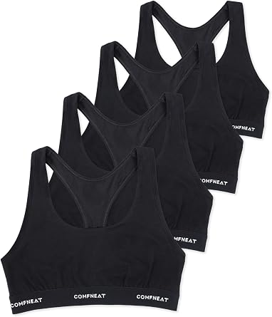 Comfneat Womens 4-Pack Sports Bras Racerback Cotton Bralette