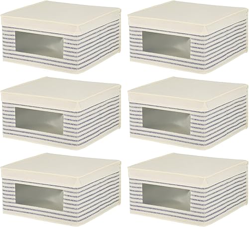 Miniatura 9 de mDesign Caja organizadora de almacenamiento apilable de tela mediana con ventana frontal y tapa, dormitorio, oficina, organización de vestíbulo,