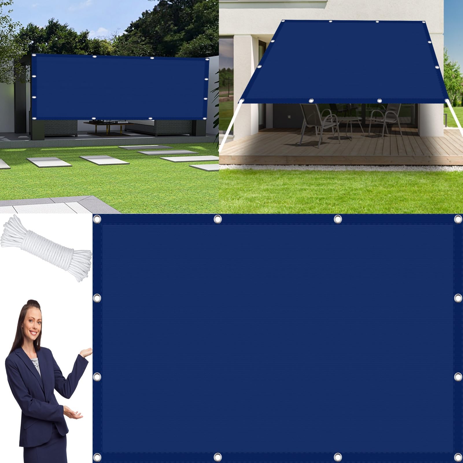 Toile imperméable anti-UV 2x3m haute densité pour extérieur bleu