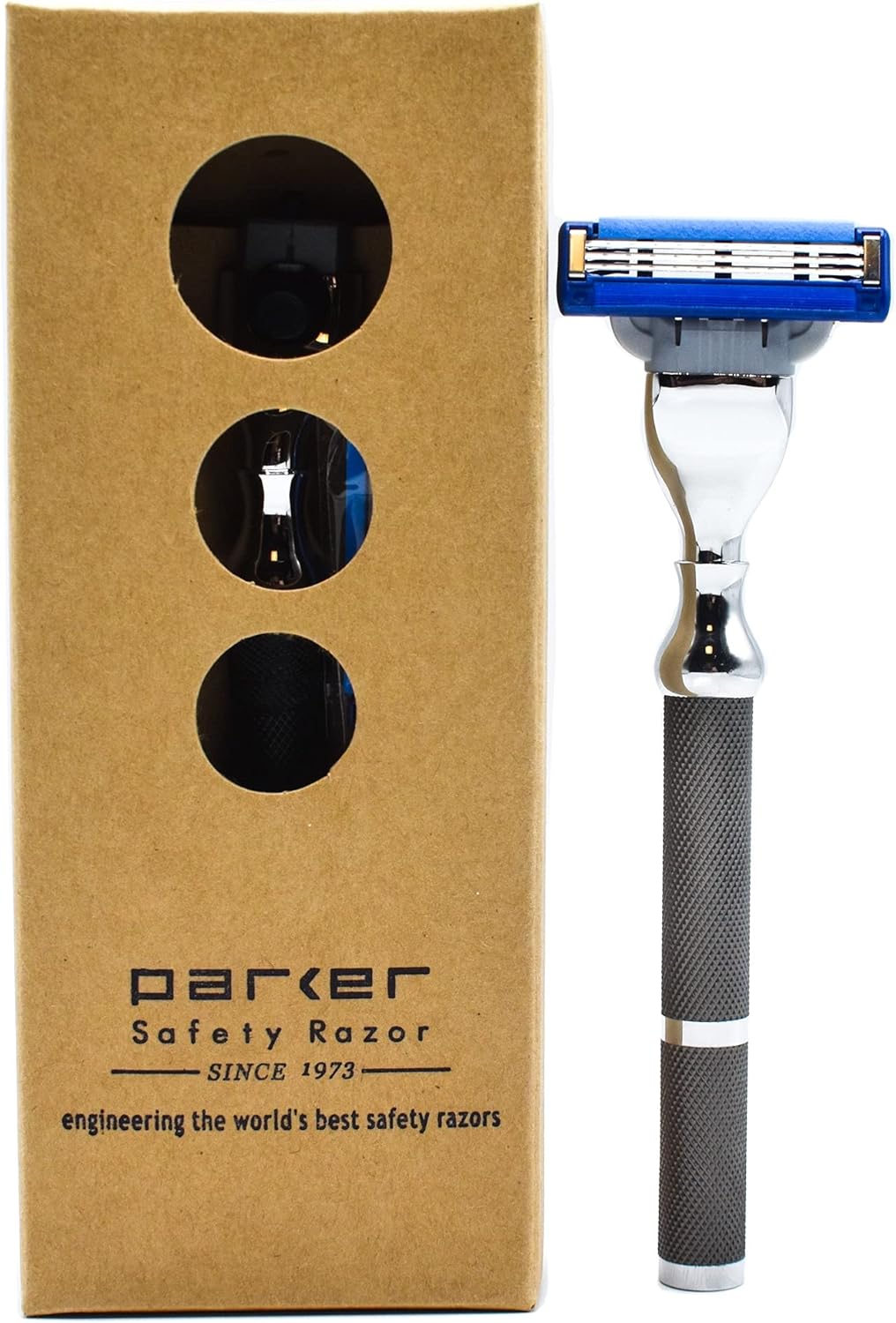 Parker 42M Heavyweight AllMetal Triple Blade Razor Shaving Razor with Brass Frame + Deluxe