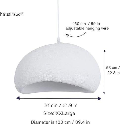 Miniatura 7 de hausinspo Lámpara colgante moderna de 31.9 pulgadas, isla de cocina, lámpara de comedor, lámpara colgante blanca, base E27, pantalla colgante