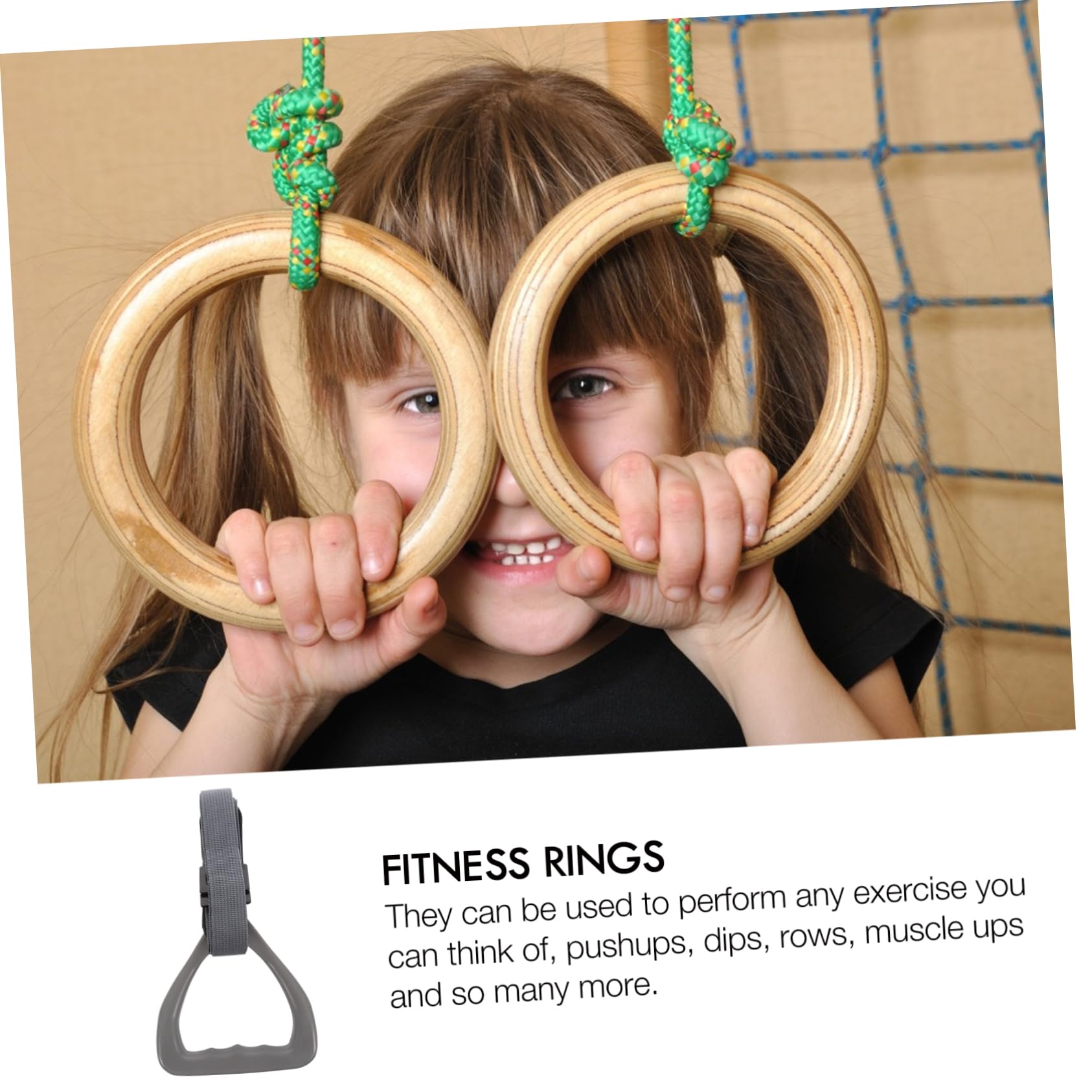 GOOHOCHY Fitness Ring Gymnastic Rings Thick Nylon Webbing Straps Perfect for Pull Ups Dips Shoulder Training