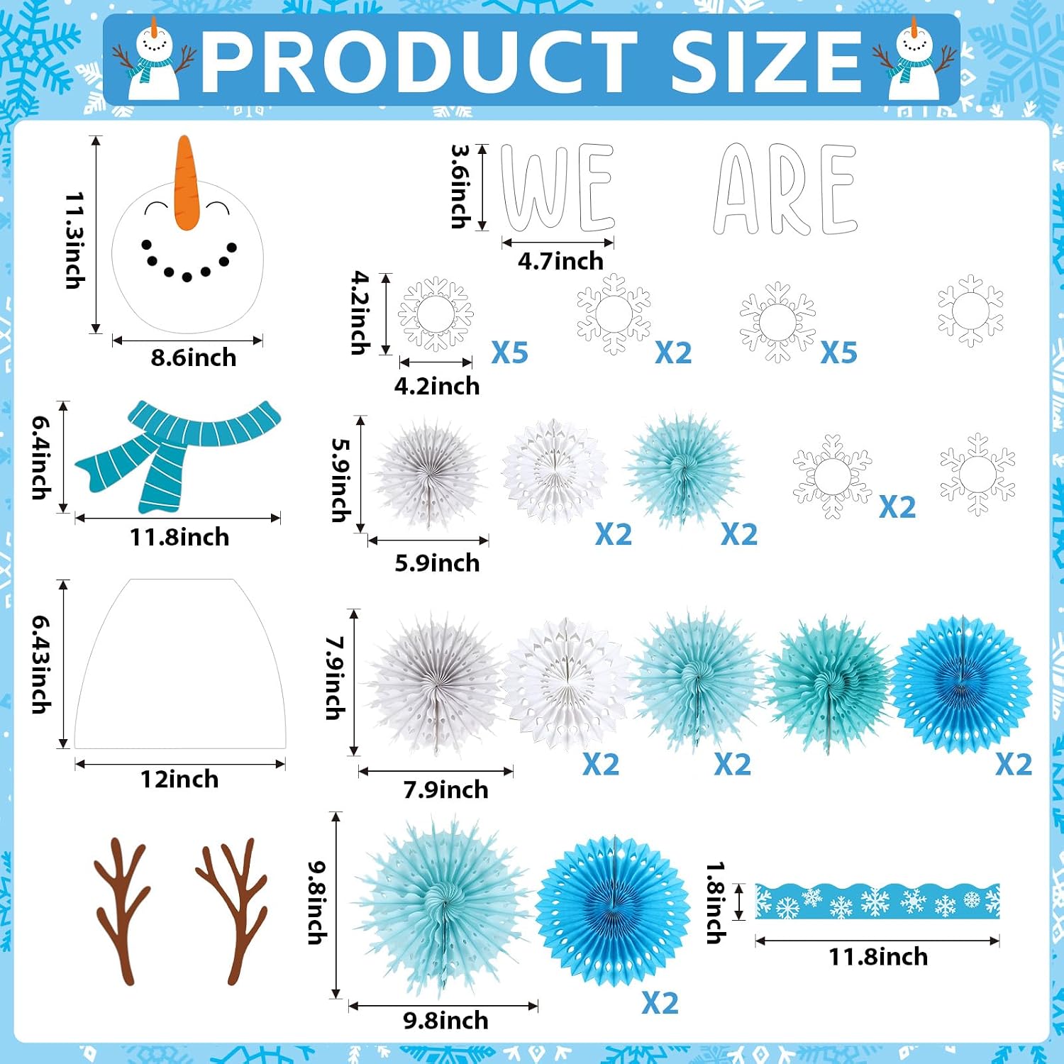 Winter Classroom Bulletin Board Decorations Snowman Bulletin Board Set Snowflake Cutouts Paper Fans We are Snow Much Fun DIY Photo Board for Christmas Classroom Holiday Home School Wall Door Decor