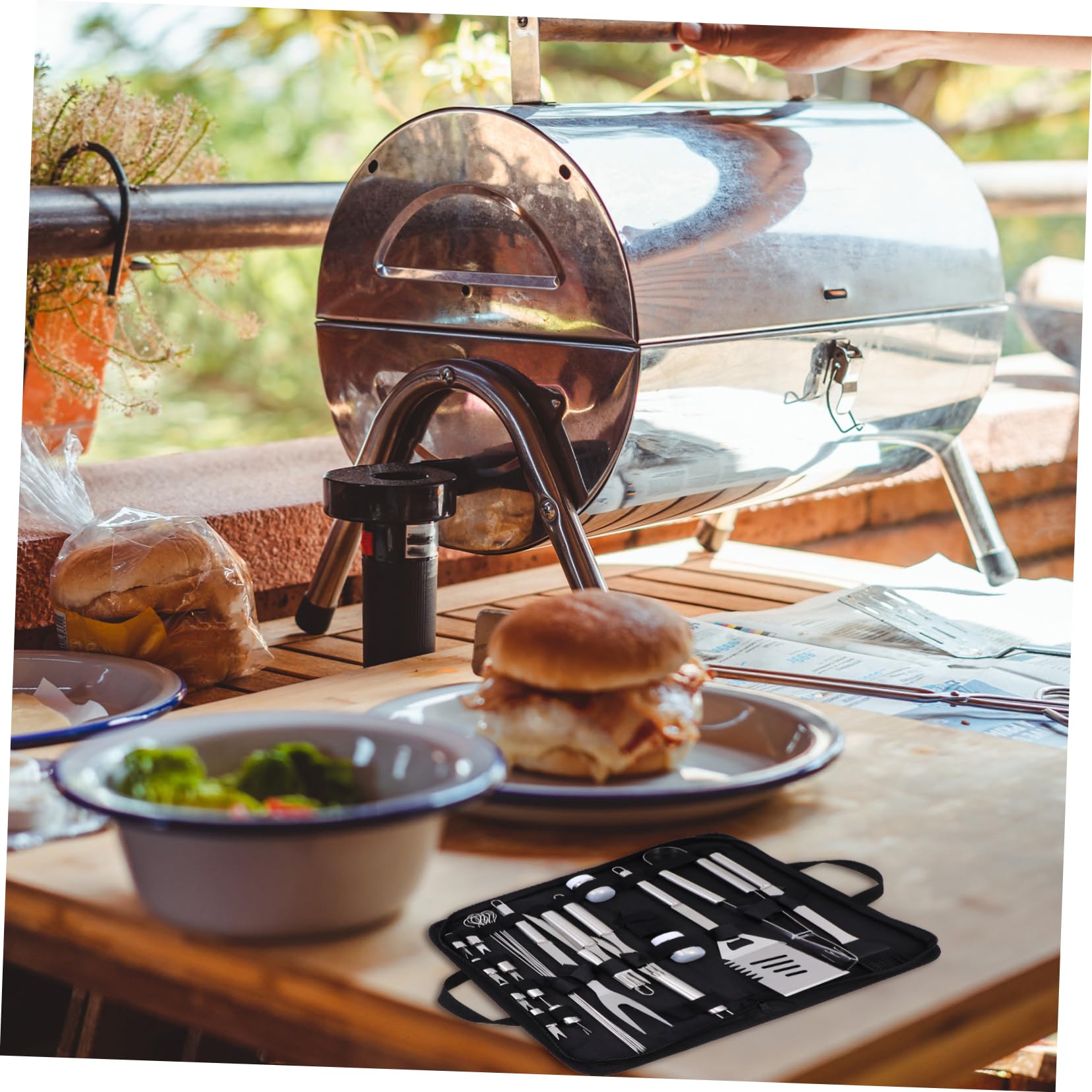 Milisten Attrezzi Per Barbecue in Acciaio Inox Kit Per Grigliate All Aperto Utensili Barbecue Per Uso Domestico e Campeggio Nero