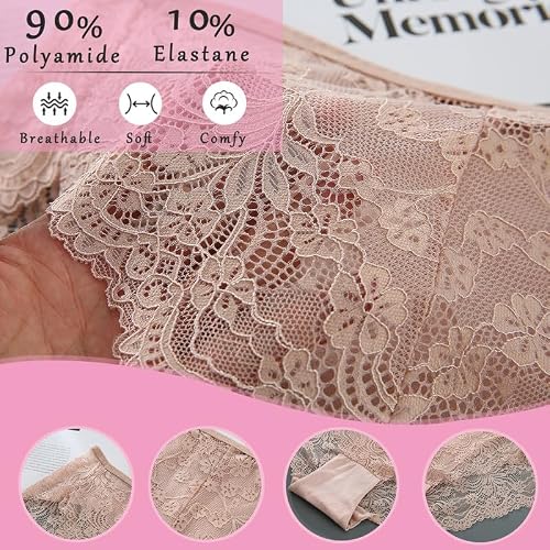 Cinvik Seamless Lace Brief Panties For Women High Waisted Cheeky High Cut No Show Lace Underwear, 6 Packs Size 3Xl #TOP3
