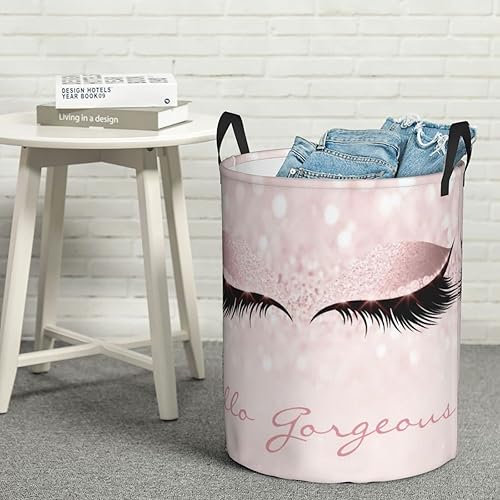 Miniatura 8 de Cesta plegable con purpurina brillante Hello Gorgeous Eyes para la ropa sucia en el dormitorio, impermeable, para el baño, bolsa de lavandería