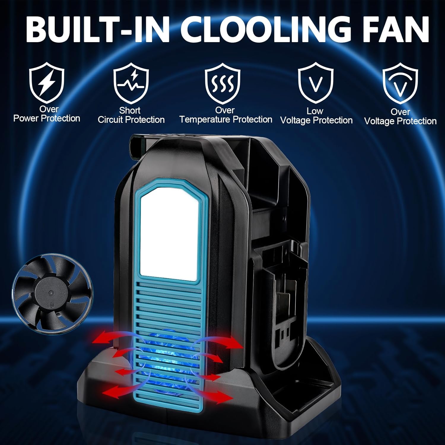 350W Portable Power Supply Inverter Power Adapter Compatible with Makita 18V Battery, DC 20V to AC 120V Converter with USB Port, Type-C Port, 300LM LED Light for Camping Emergency(Tool Only)