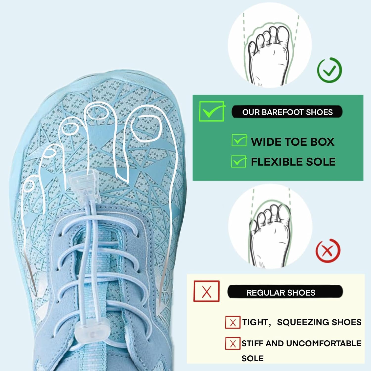Hike Barefoot Shoes for Women Men with Wide Toe Box, Healthy & Non-Slip Breathable Barefoot Water Shoes Beach Pool Aqua Swim Surf Hiking Walking Shoes