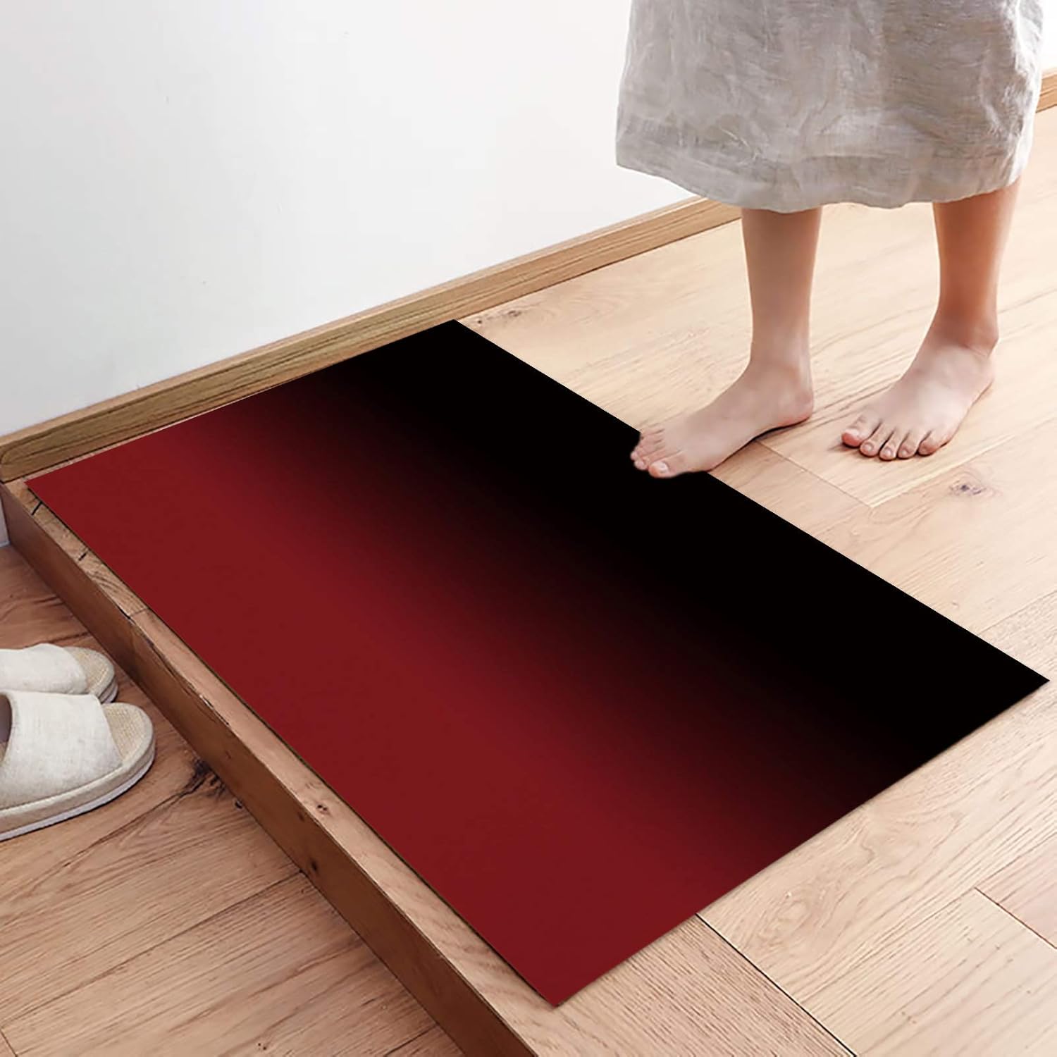 Kitchen Mat 2PCS, Red and Black Ombre Gradient Gradual Color Kitchen Rugs for Kitchen Organization, Anti-Fatigue Kitchen Floor Mats Non-Slip Kitchen Decor Runner Rug, Room Decor Standing Desk Mats