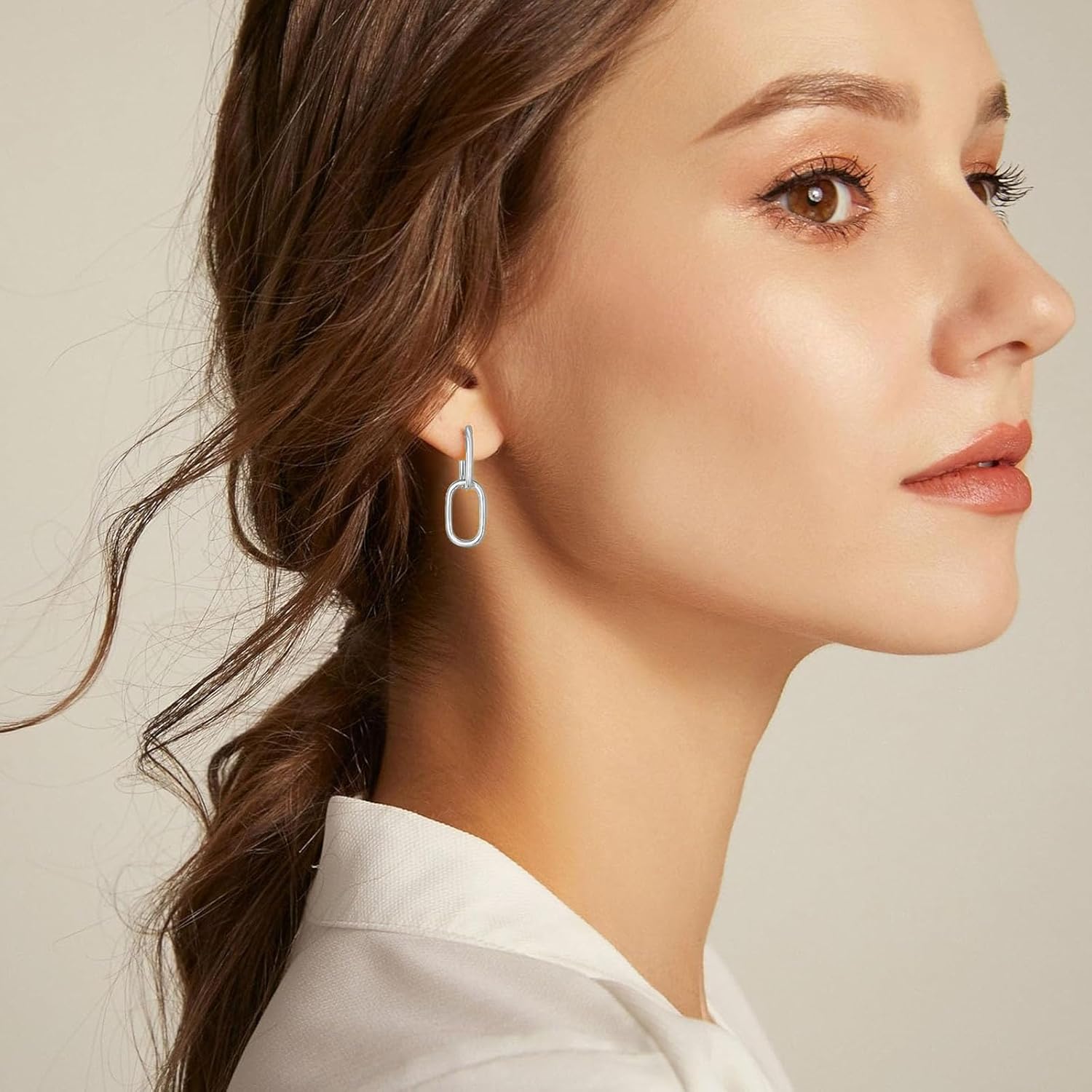 Gold Paperclip Earrings for Women 18K Gold Rectangle Hoop Earrings Square Hoops U Shape Link Hoop Earrings Chunky Hoops - Image 6