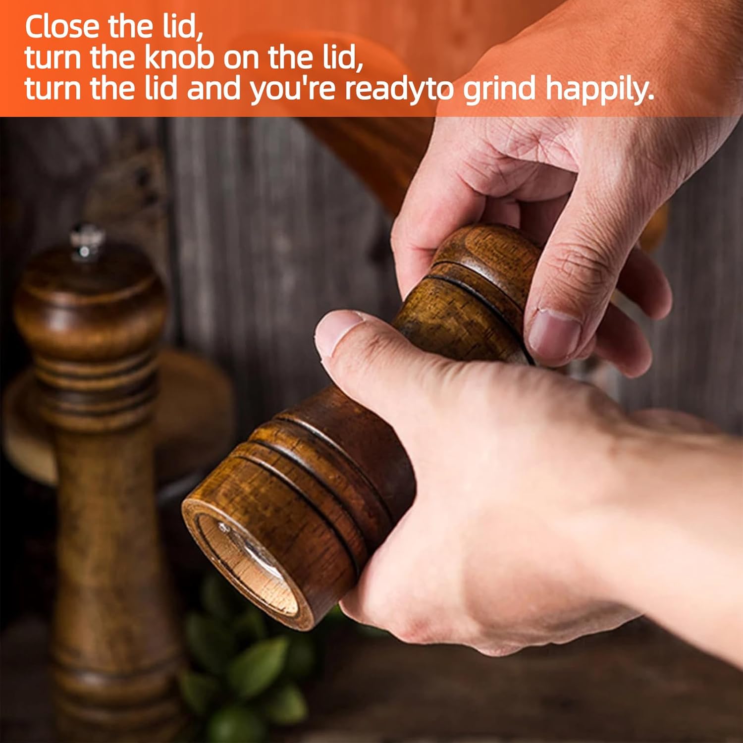 [5.5inch] Multifunctional Solid Wood Spice Pepper, Salt and Pepper Grinder