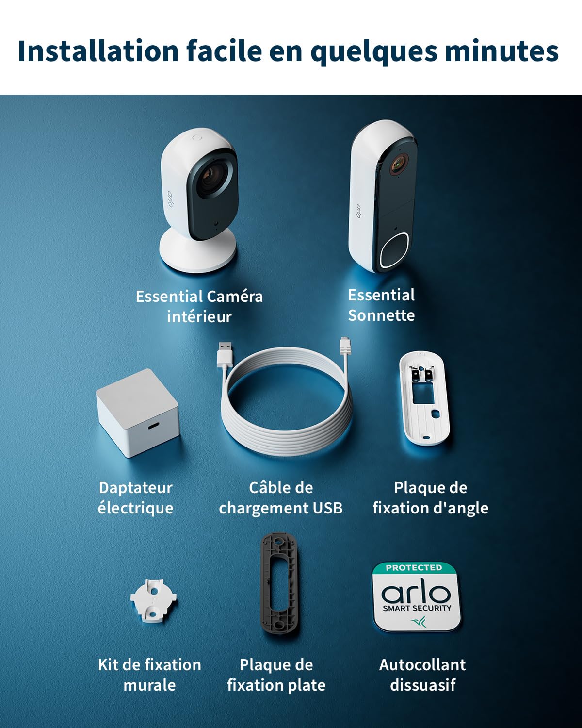 Arlo Essential 2 Interérieure, Caméra de Surveillance + Sonnette HD
