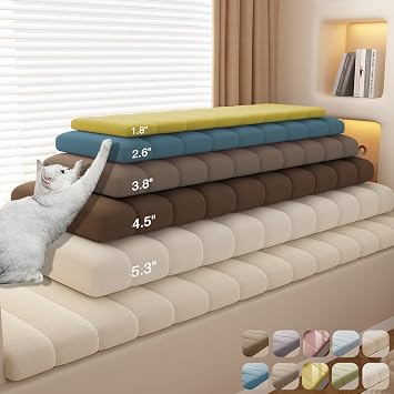 Custom Bay Window Seat Cushions Indoor, Waterproof Circle Fleece Bench Cushions for Indoor Furniture, Anti-Cat Scratch Bench Seat Cushion, Thickened Foam Cushion for Bench