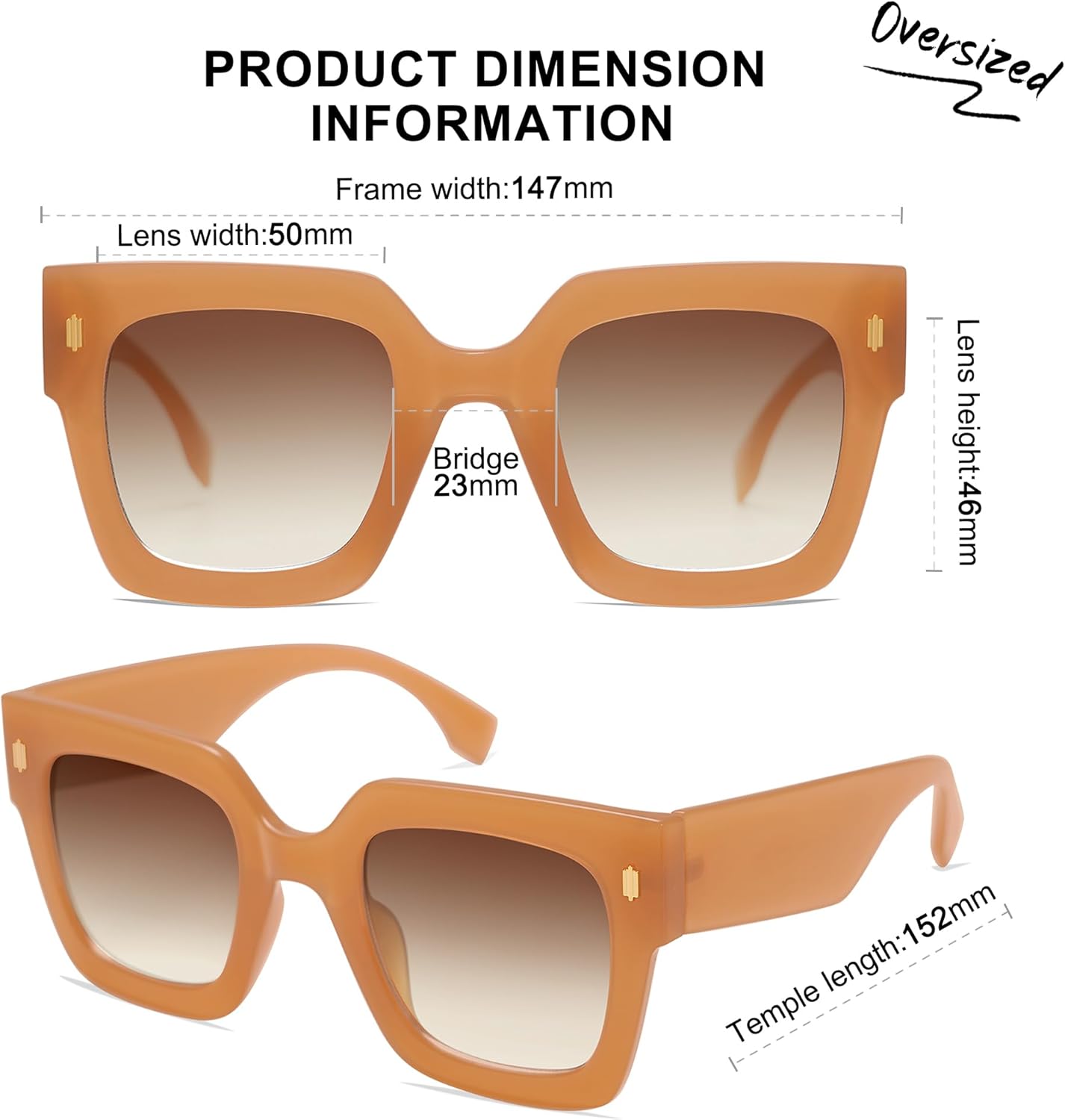 SOJOS Vintage Oversized Square Sunglasses for Women,Retro Womens Luxury Big Large Sun Glasses UV400 SJ2194 - Image 4