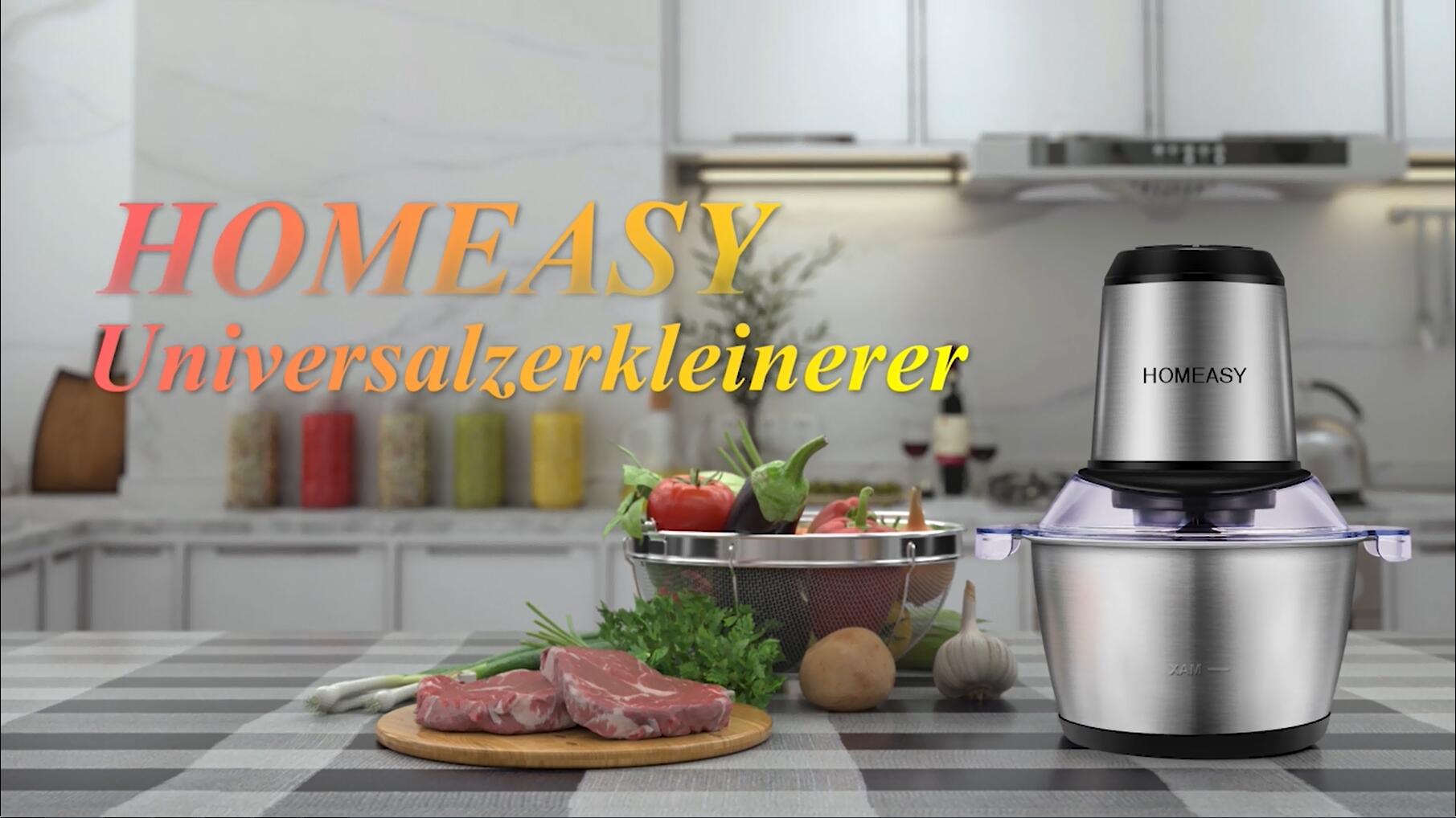 HOMEASY Zerkleinerer Küche Elektrisch 350W Multizerkleinerer Elektrisch mit 2L Edelstahlbehälter, 2… – Bild 8