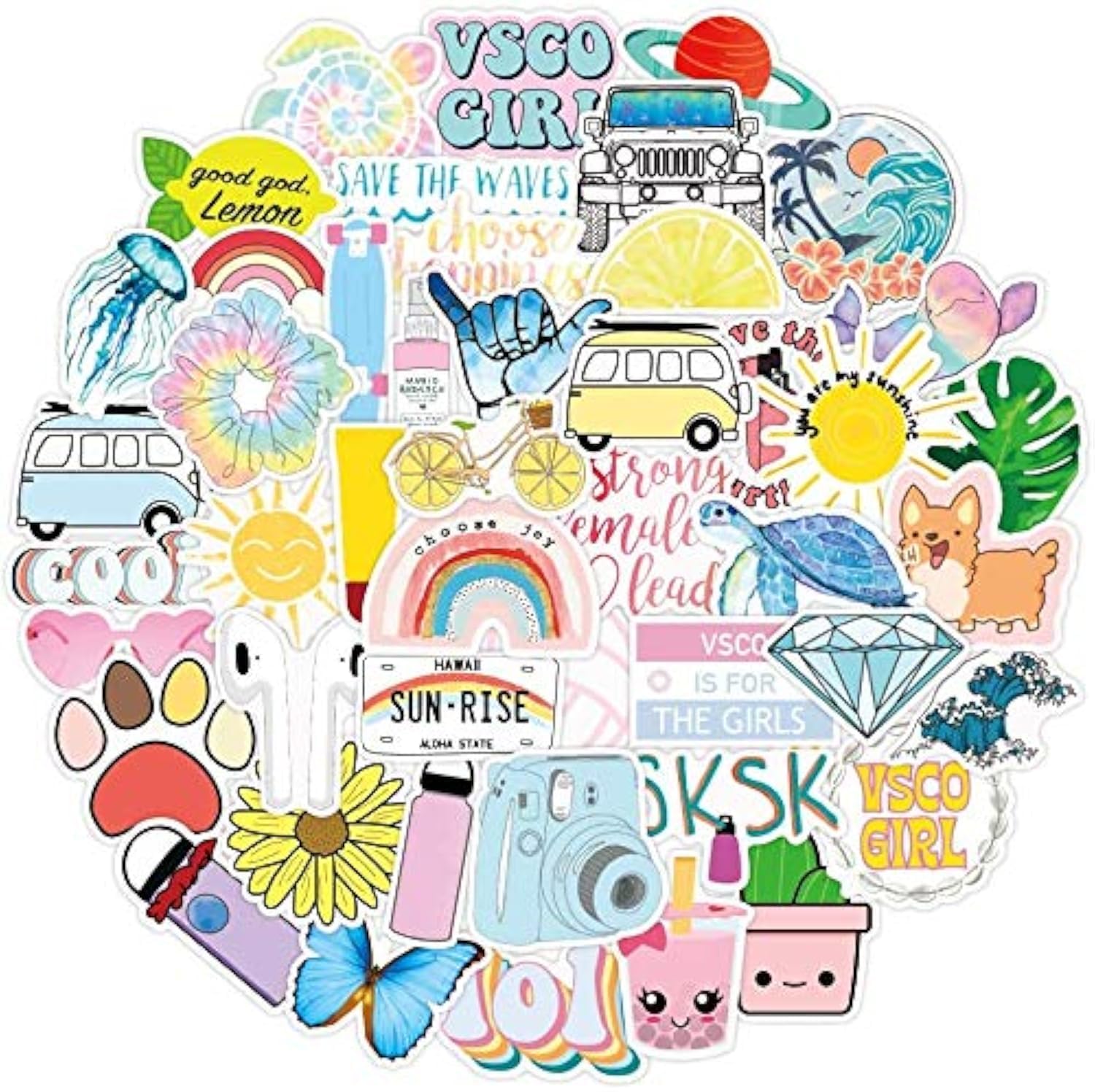100pcs VSCO Stickers for Hydro Flask,Water Bottles,MacBook,Laptop,Phone,Suitcase,Fridges