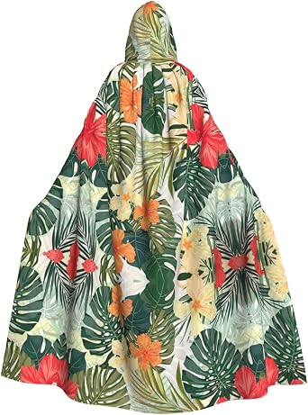 Sylale Flowers Birds Leaves Branches Unisex Hooded Cloak Christmas Fancy Dress Halloween Cosplay Costume For Adult