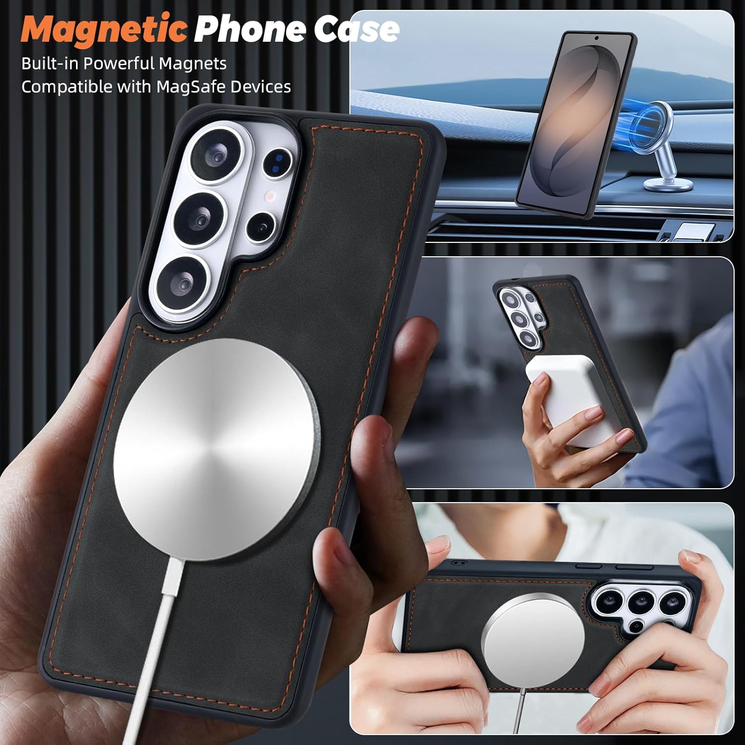 TwoHead for Samsung Galaxy S26 Ultra Wallet Case with Card Holder, Detachable Magnetic Phone Case for S26 Ultra,PU Leather All-Round Protective Phone Case Wallet with Wrist Strap(6.9 in,Black)