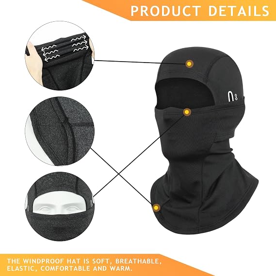 TUONYIS 5 pasamontañas negros unisex, máscara de esquí ligera, calentador de cuello para casco, resistente al viento, protección UV TUONYIS 5 pasamontañas negros unisex, máscara de esquí ligera, calentador de cuello para casco, resistente al viento, protección UV