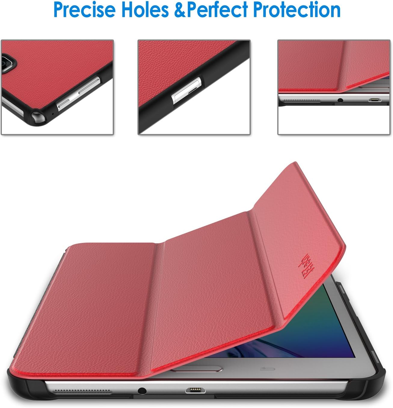 JETech Case for Samsung Galaxy Tab A 8.0 inch 2015 Model Tablet (NOT for 2017 Model), Smart Cover with Auto Sleep/Wake Feature (Red)