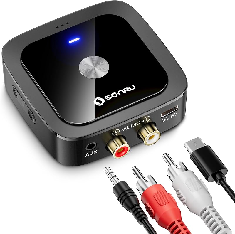 Bluetooth 6.0 Receiver, Bluetooth Adapter for Old Receiver, Low Latency, 24-Hour Battery Life with AUX 3.5mm/RCA, HiFi Wireless Audio Adapter for Speakers/Home Music Streaming Stereo System