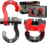 AUTOBOTS Heavy Duty D Ring Shackles 66,138lb Break Strength 7/8" Pin Red-Black Off-Road Towing Recovery Hooks