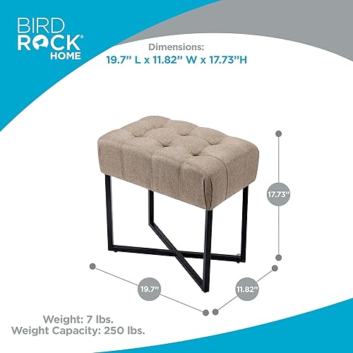 Miniatura 2 de BIRDROCK HOME Taburete rectangular copetudo con cojín acolchado suave, silla de tocador versátil para dormitorio, sala de estar, baño, asiento