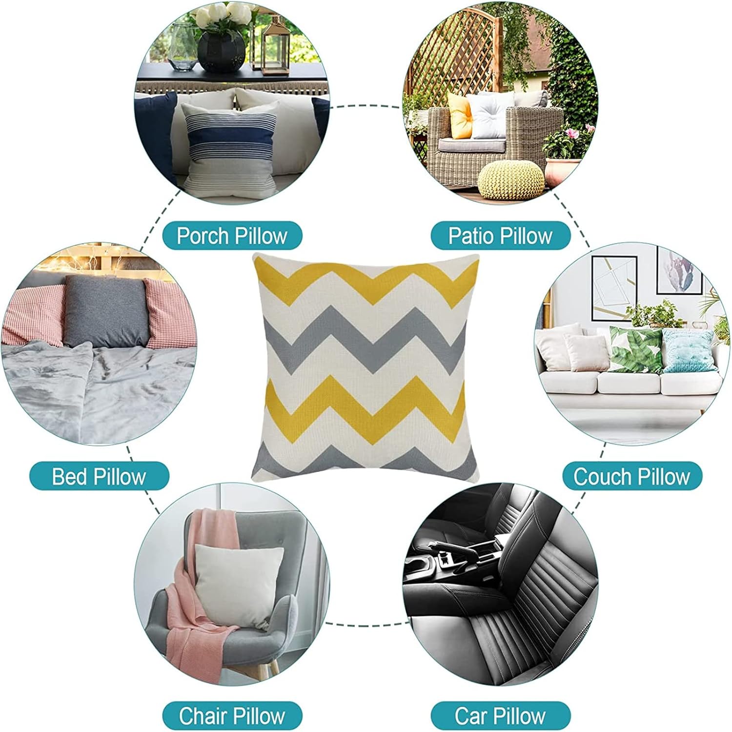 マリンシリーズ クッションカバー 70x70cm 北欧クッション おしゃれ 4枚 両面 リネン 正方形 HDプリント 屋外用 防水