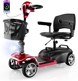 iScooter X-02 Mobility Scooter, Mobility Scooter for Seniors & Adults, Up to 300LBS, 4 Wheels Foldable Electric Wheelchair Device, LED Headlight, Basket, Cup Holder, Long Range,USB Charging,Long Range