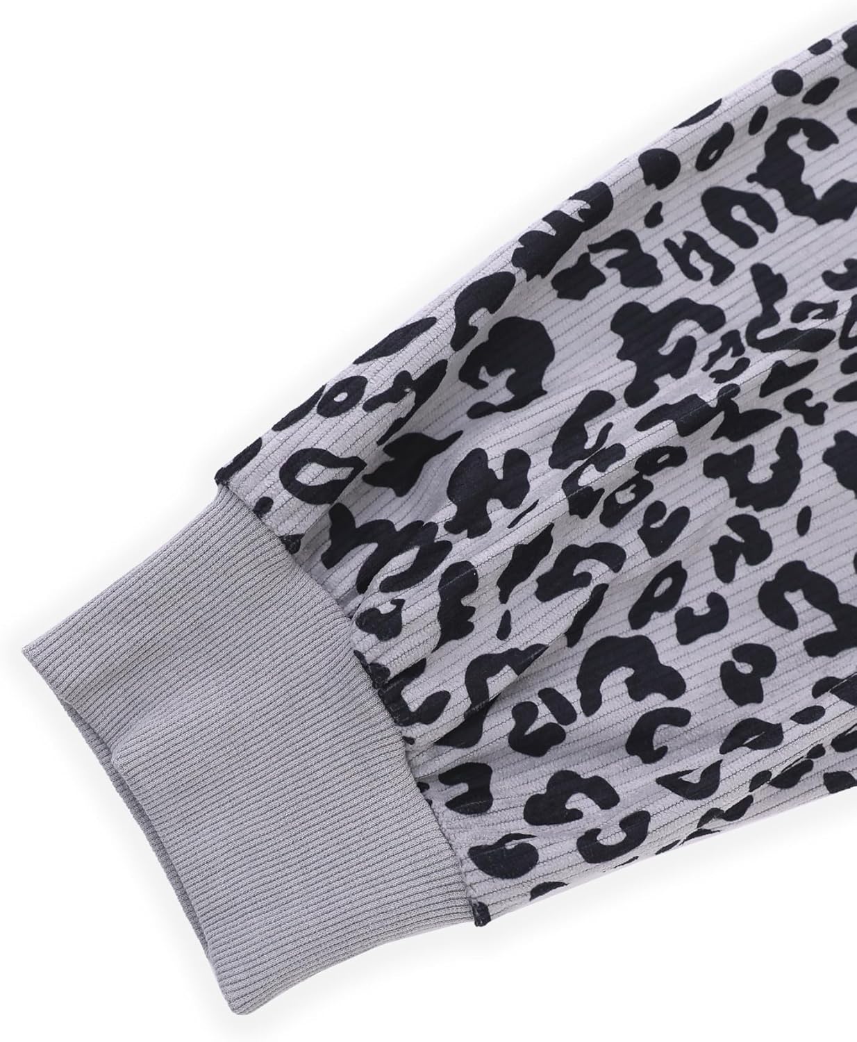 Hilinker Womens Cheetah Print Oversized Sweatshirt Half Zip Pullover Corduroy Long Sleeve Tops - Image 5