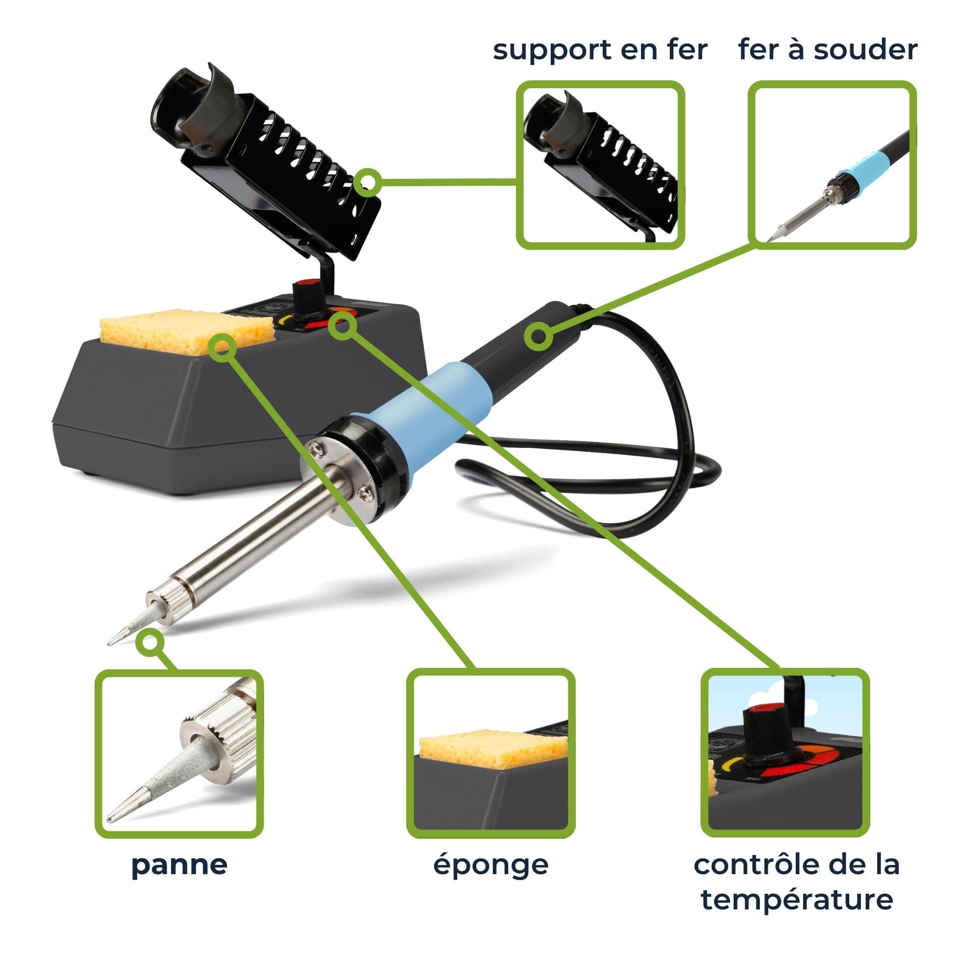Velleman Station de soudage 50 W avec indicateur LED et régulation électronique de la température 175–480 °C, idéale pour professionnels et bricolage