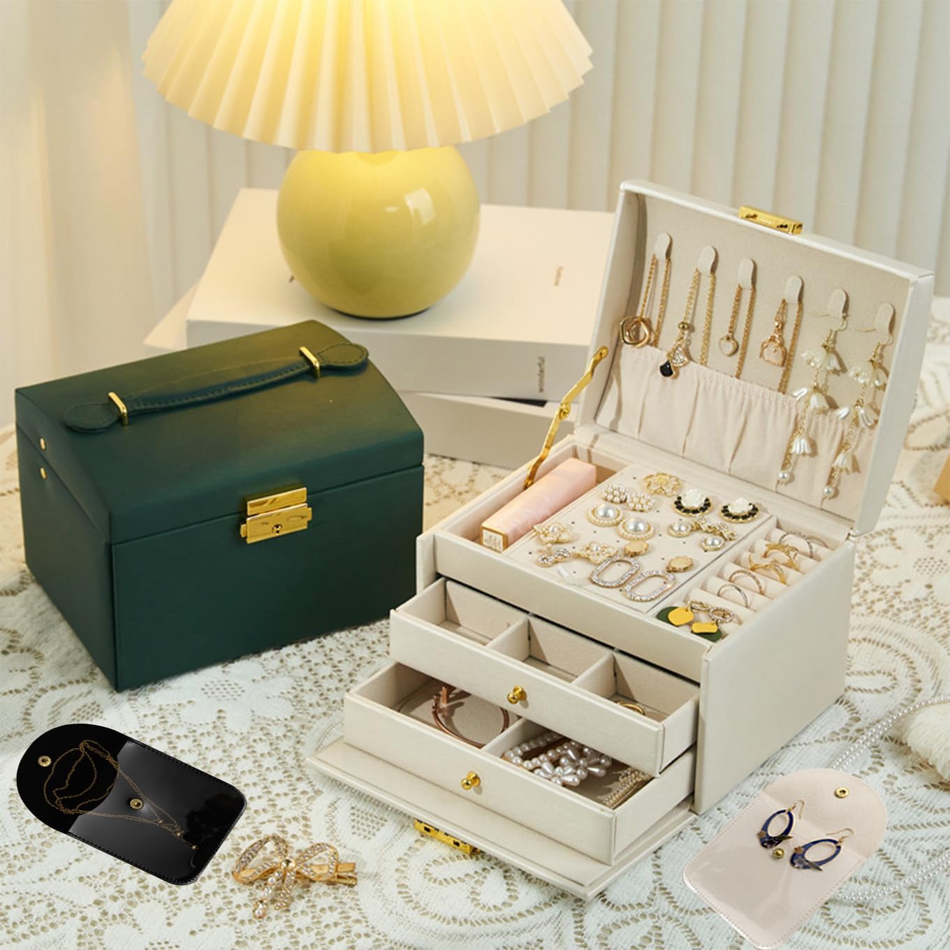 8 Pcs Mini Clear Travel Jewelry Pouches, 3.93"x3.93" Small Beige Reusable Transparent Jewelry Bags with Snap Button, Portable Anti-Tarnish Jewelry Organizer for Trip Storage, Display & Gift Packaging - Image 4