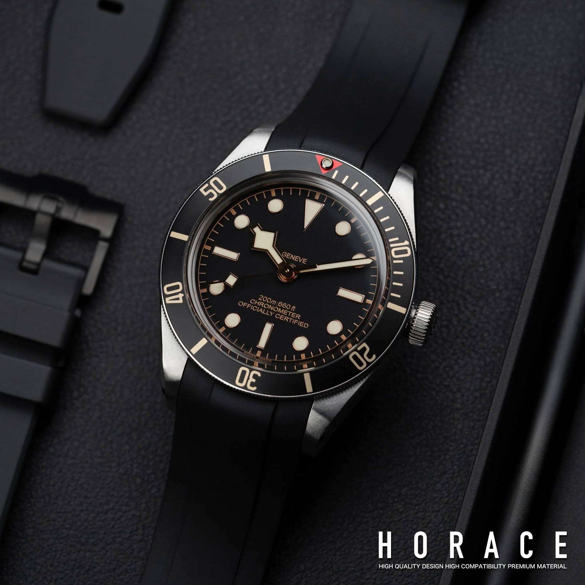 HORACE Correa de Reloj 20 mm de Goma FKM Premium – Suave, Impermeable y Duradera – Compatible con Tudor Black Bay 58 & GMT 39mm