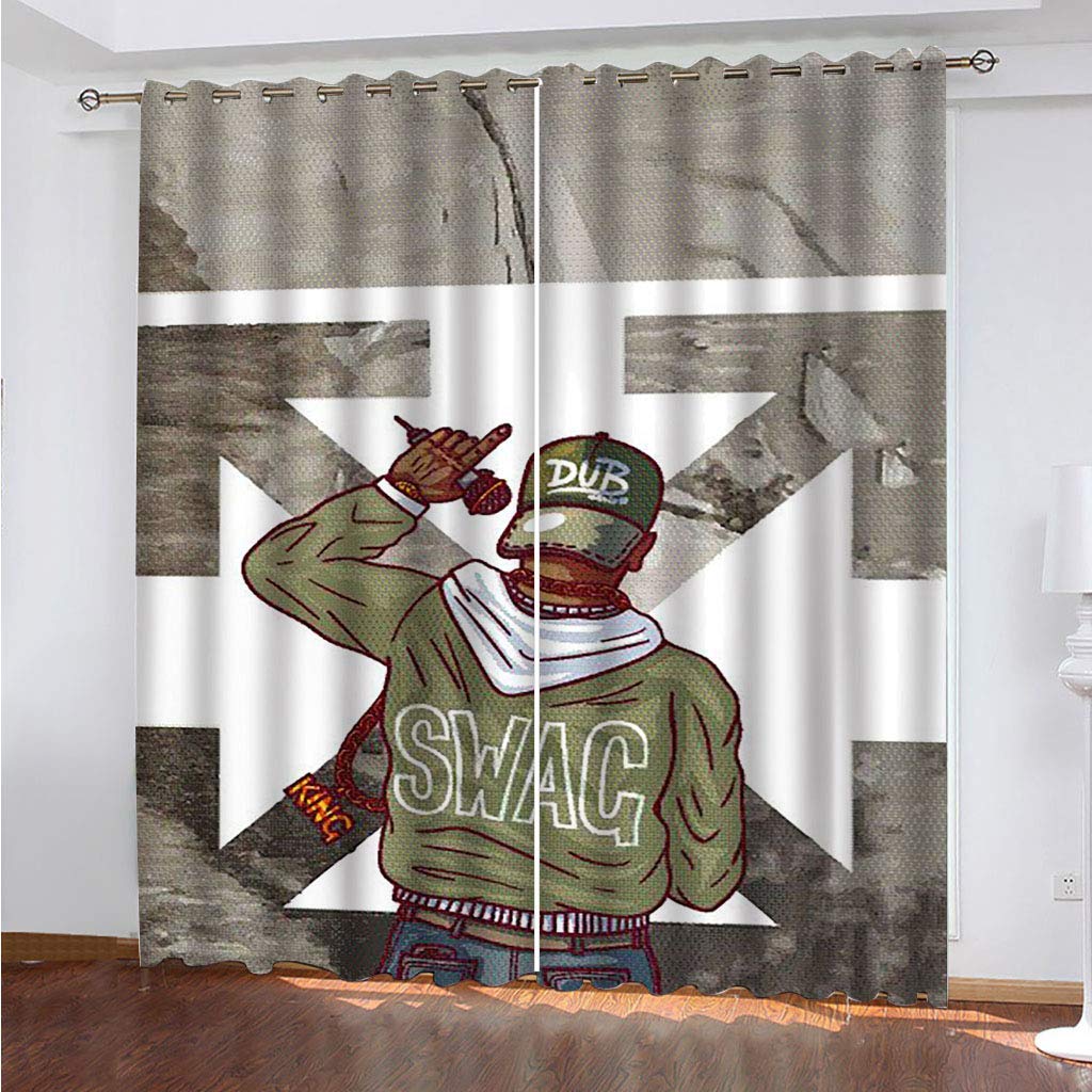 Cortinas Dormitorio Juvenil 160x200 Cm Térmicas Cortina Salon Dormitorio Moderno Con Ojales 2 Paneles 3D Estampado De Chico Musical Cortina Opaca Juvenil Sala Estar Niño, Cortinas Ventana Aislantes
