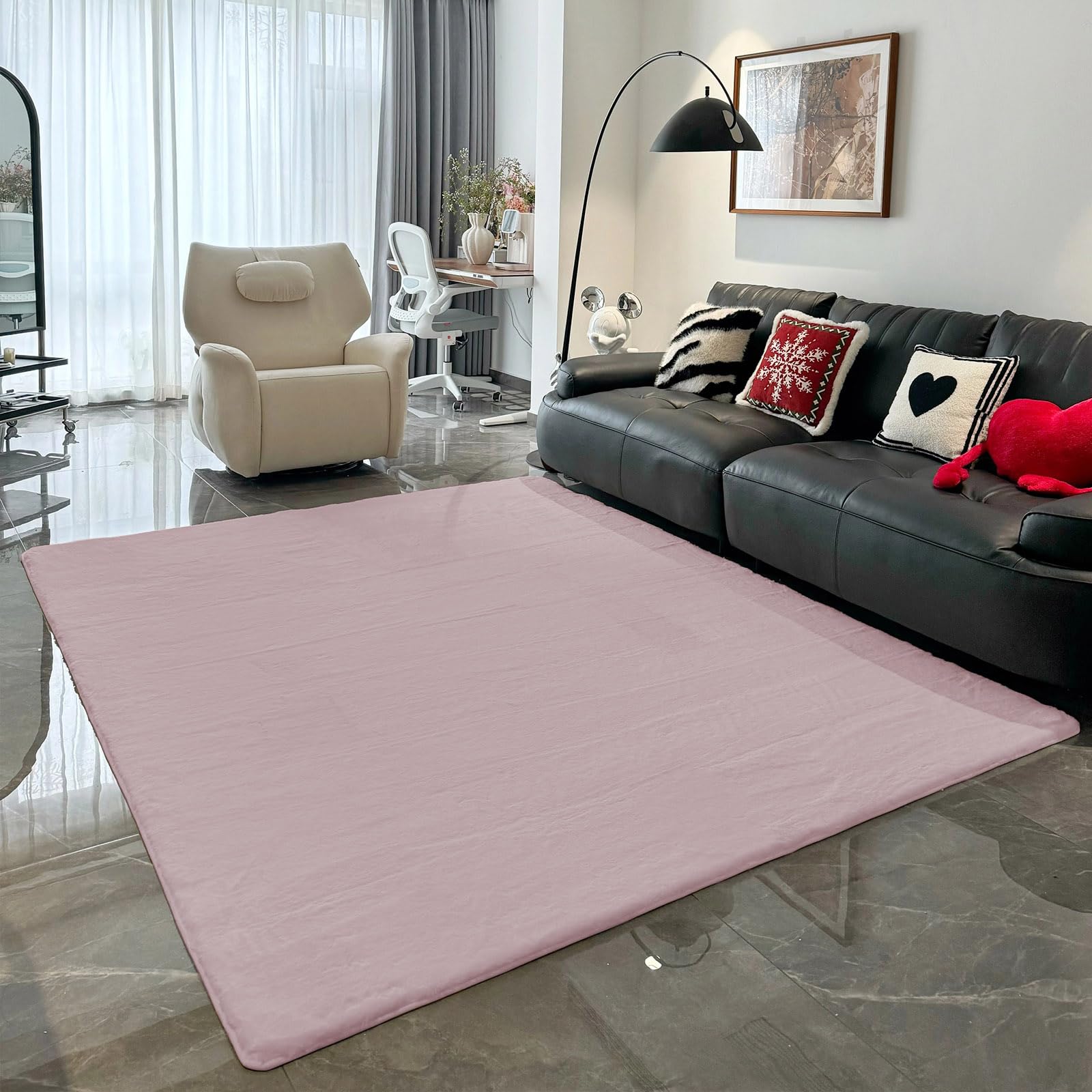Tapis descente de lit pour chambre à coucher 130 x 170 cm lavable gris