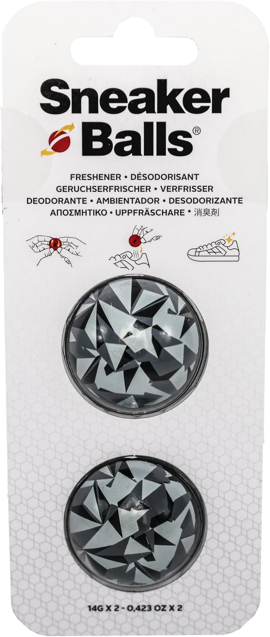 – Sneaker Balls Shoe Deodorizer & Freshener Balls, Odor Eliminator for Shoes/Gym Bags/Lockers, Small 3.8cm Diameter, Quick-Twist Action, Long-Lasting 90-Day Fresh Scent- Edgy Black