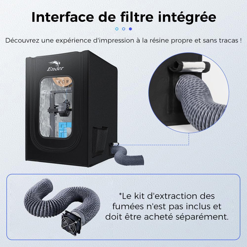 Creality Boîtier d'imprimante 3D avec interface de ventilation (kit d'échappement non inclus), Housse de protection pour Ender 3/3 Pro/3 V2/3 V3 SE/3V3 KE/3V2 Neo/5 Pro/CR10 SE/K1 Max, 550x650x750 mm