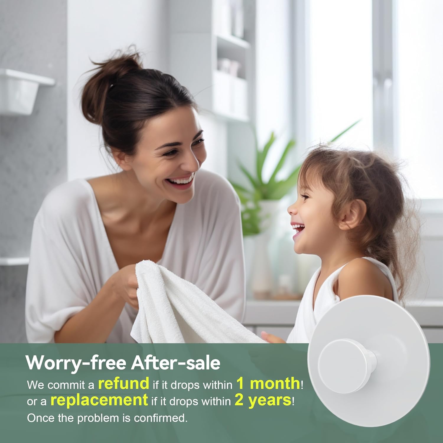 Wall Adhesive Hooks for Towel/Shower - No Damage Stick on Hanging Hook Heavy Duty for Bathroom, Door, Coat, White 6 Pack