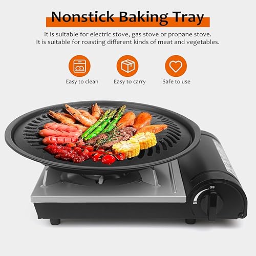 Miniatura 6 de Plato de aluminio japonés Yakiniku (grande), placa de barbacoa coreana, antiadherente, redonda, parrilla de barbacoa de acero inoxidable 304