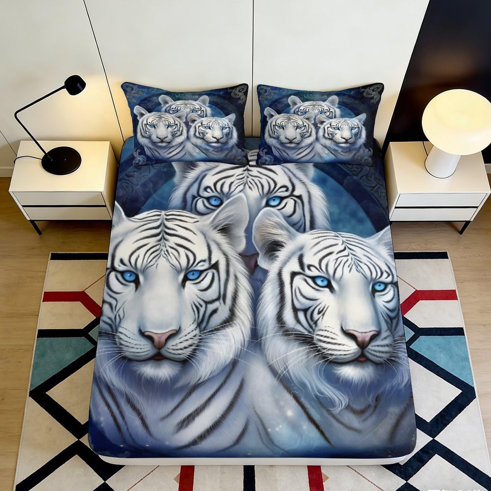3D Printed Dinosaur Fitted Sheet Microfiber Deep Pocket Non-Slip Bedroom Set Jurassic Mattress Fitted Cover Washable 160x200x25cm