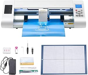 VEVOR Cutting Machine, Automatic Edge Detection Vinyl Cutter Machine with Design Software and Materials, Compatible with Multiple File Formats, for Creating Customized DIY Crafts, Cards, Stickers