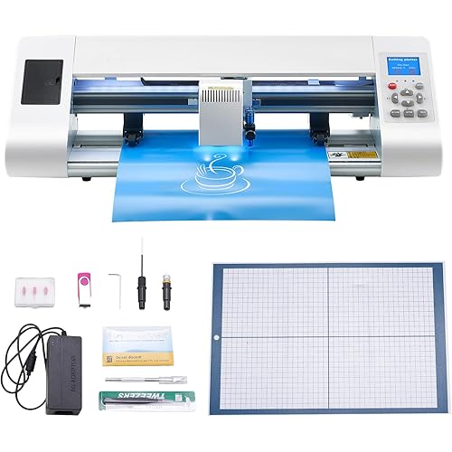 VEVOR Cutting Machine, Automatic Edge Detection Vinyl Cutter Machine with Design Software and Materials, Compatible with Multiple File Formats, for Creating Customized DIY Crafts, Cards, Stickers
