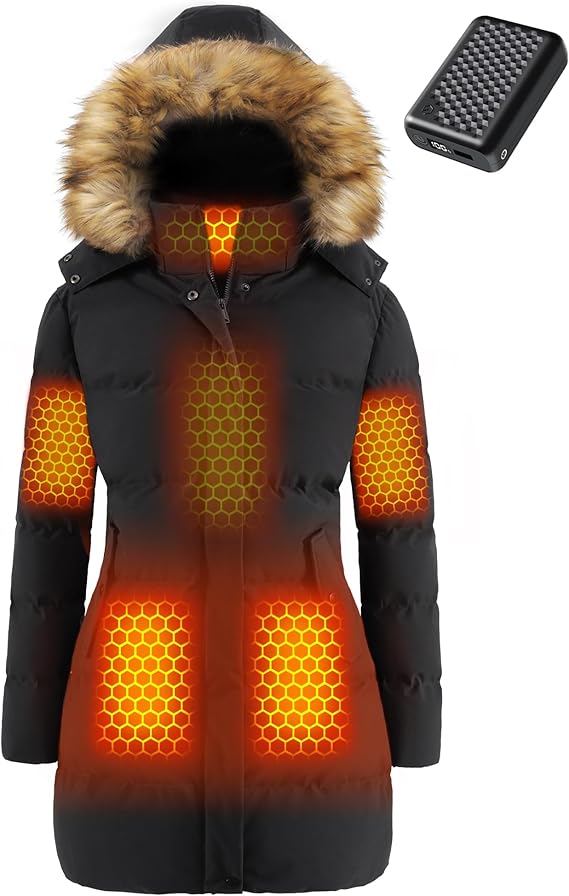Genovena Graphene Women Heated Jacket 12V Fast Charge 18400mAh Large Capacity